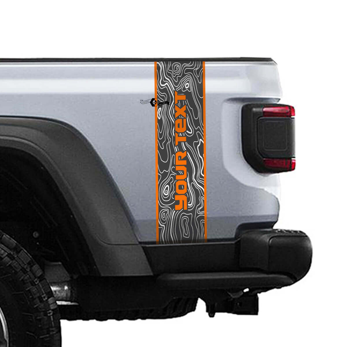 Texte Personnalisé Carte Topographique Bande Latérale Arrière Autocollants Vinyle 3 Couleurs pour Jeep Gladiator