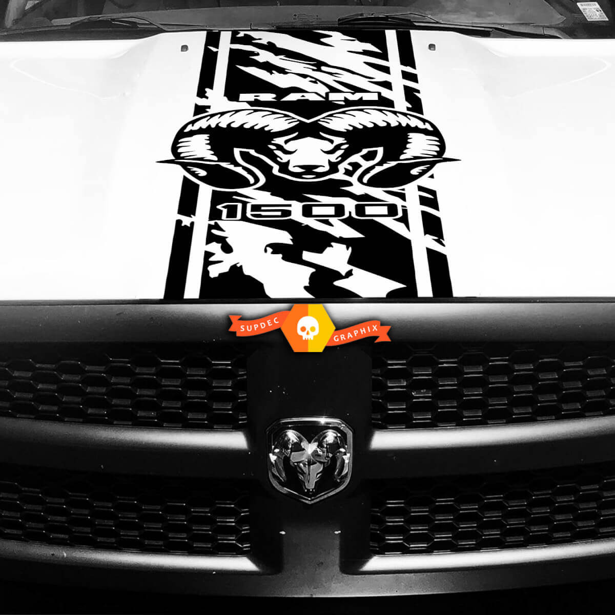 Hood Decal Vinyl Stripe Grange Design Stripe Sticker for Dodge Ram 1500 Rebel