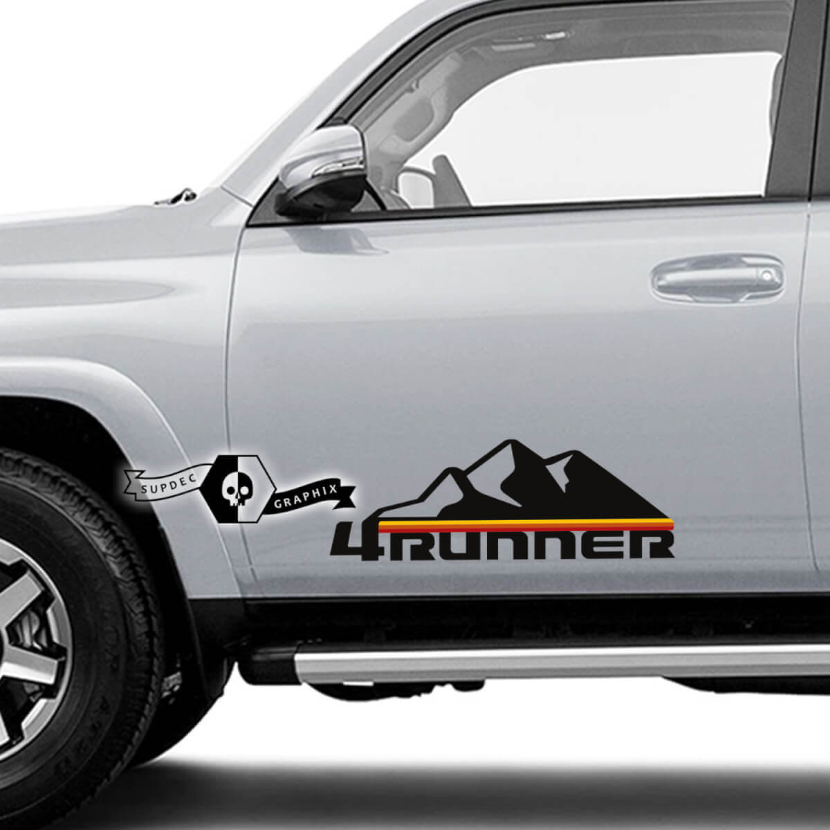 2 x 4Runner 2023 Side Doors Vinyl Logo Mountain Decals Stickers for Toyota 4Runner TRD
