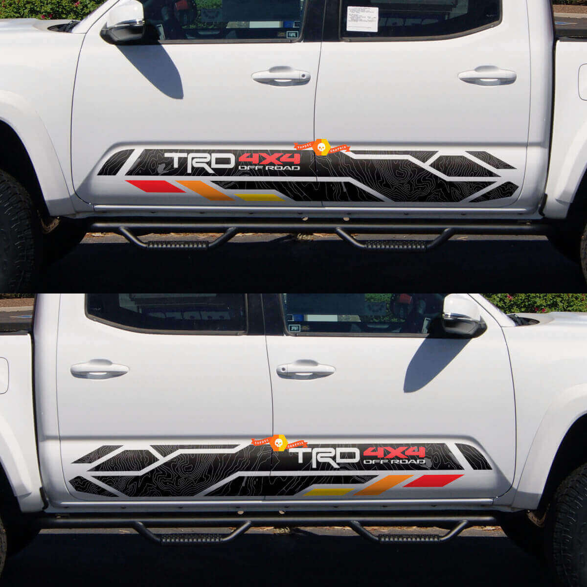 TRD 4x4 Off Road Topographic Side Door Vinyl Decal Sticker for Toyota Tacoma 2005-2020