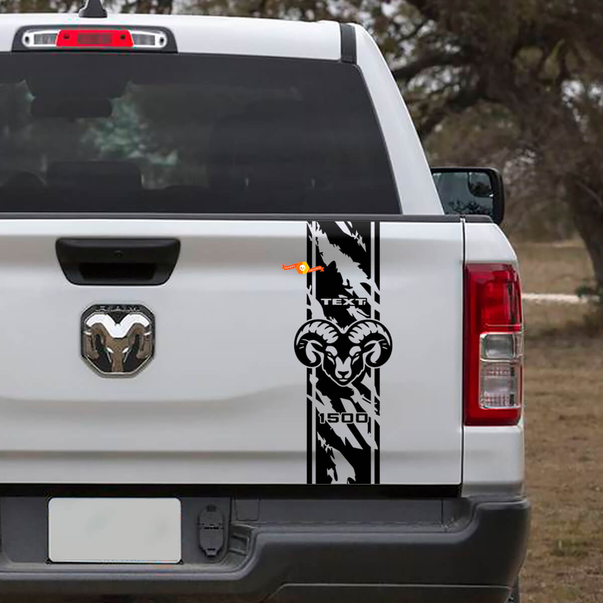 Hemi Distressed Style Stripe Tailgate Vinyl Decal Sticker for Dodge Ram 1500