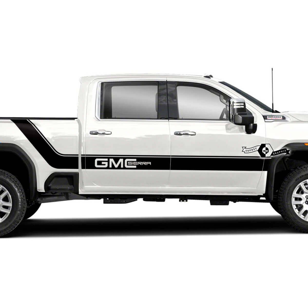 GMC Lettering Curved Side Stripes Vinyl Decal Kit for GMC Sierra 2500HD