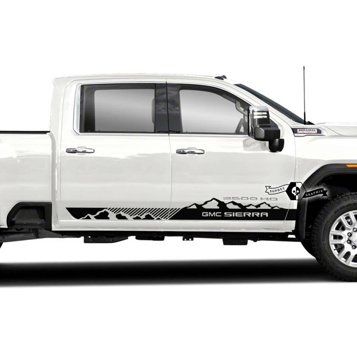 Mountain Style Side Door Stripes Vinyl Decal Kit for GMC Sierra 2500HD 2022-23
