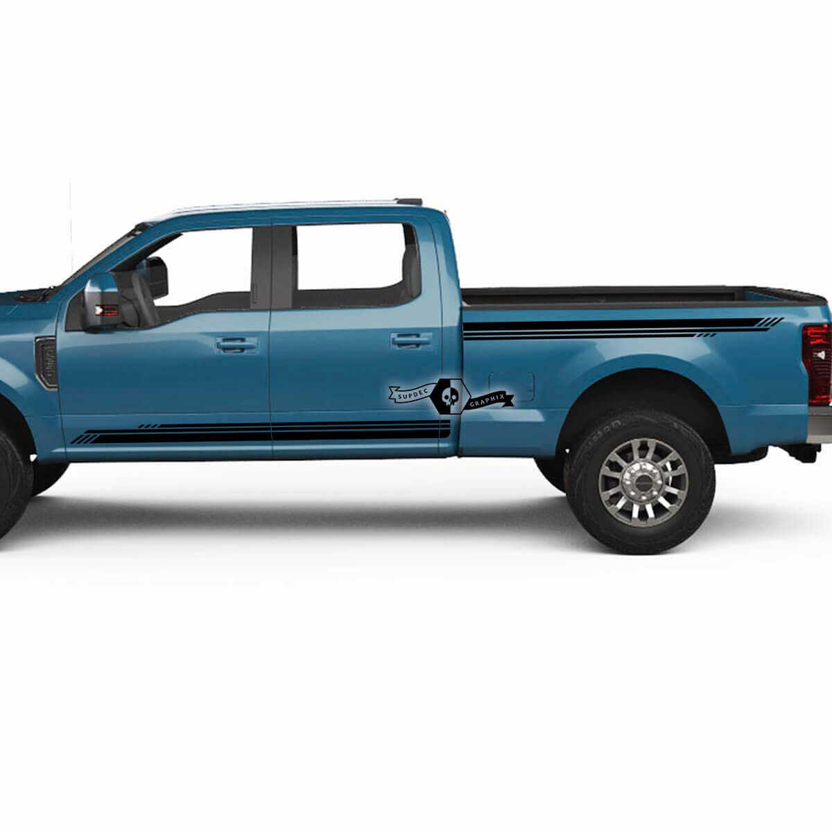 Pair Musclecar Super Duty 2023 Rocker Panel Stripes Body Doors Bed Line Fender Decals Side Stickers Graphics Vinyl 2 Colors
