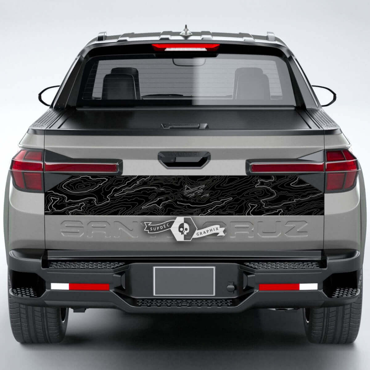 Rear Lines Topographic Map Topo Vinyl Tailgate Decal Sticker Graphics fit to Hyundai Santa Cruz 2023
