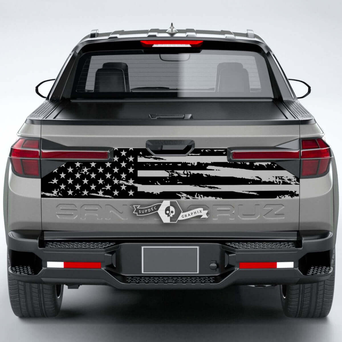 Distressed USA Flag Tailgate Vinyl Decal for Hyundai Santa Cruz 2023