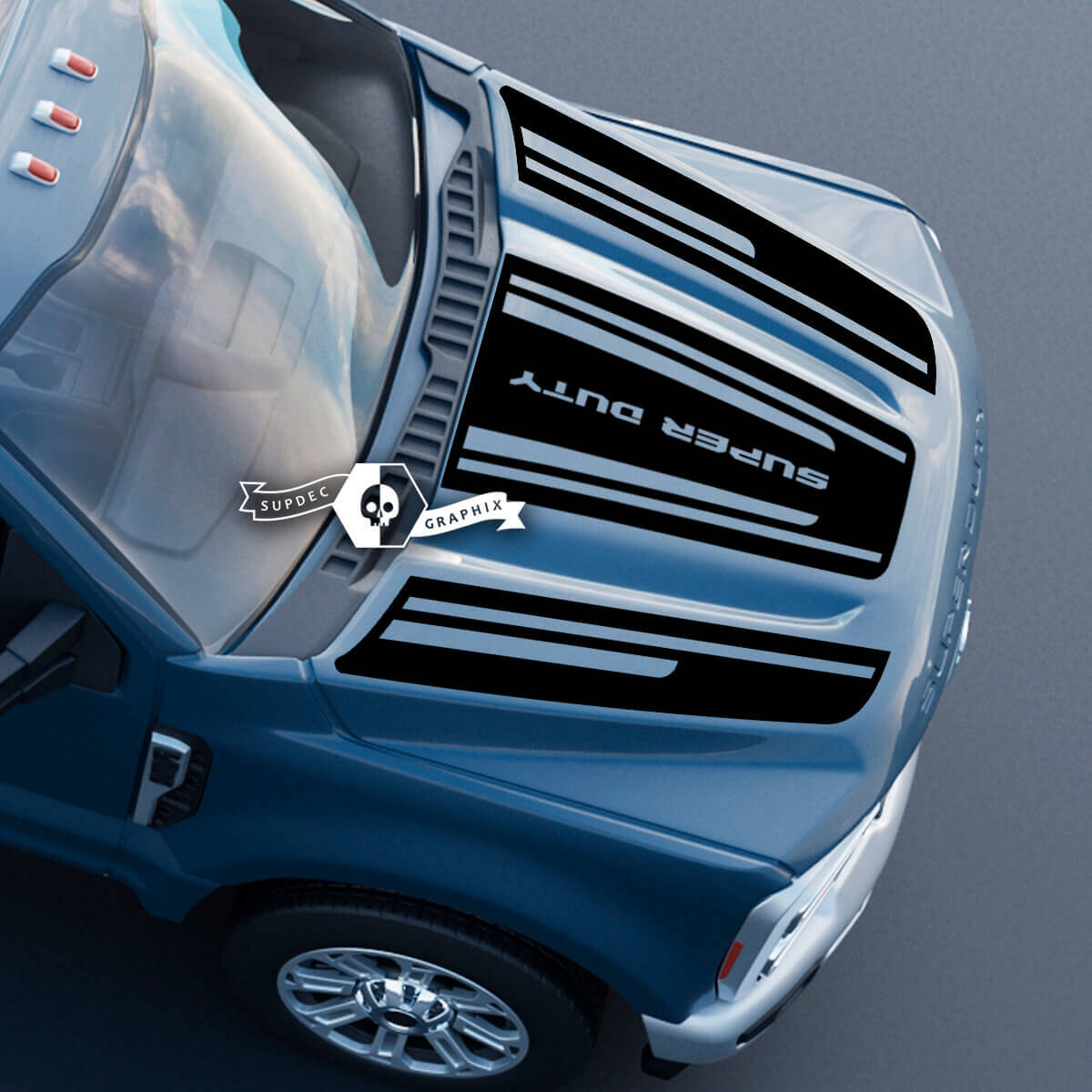 Hood Musclecar Super Duty 2023 Up Lines Logo Trim Decals Stickers Graphics Vinyl Full Kits
