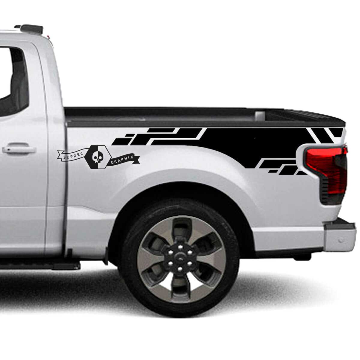 Pair Musclecar truck Lightning 2022 2023 Logo Fender Bed Lines Body Decals Side Stickers Graphics Vinyl Supdec Design
