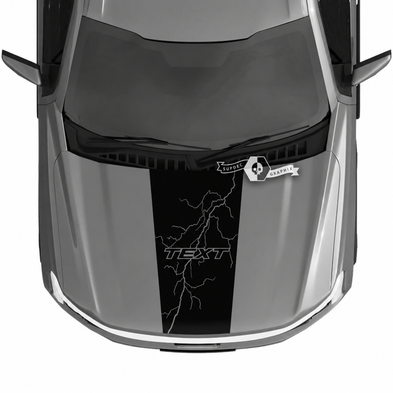 TEXT Thin Outline Bolt Blackout Hood Vinyl Decal Sticker for Ford F-150 Lightning 2022-2023