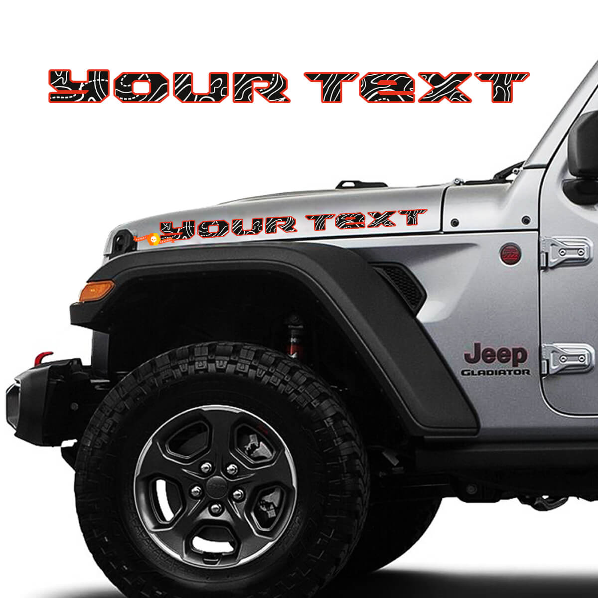 2x Hood Decals Stickers for 2019 - 2023 Jeep Gladiator Topographic Map Topo
