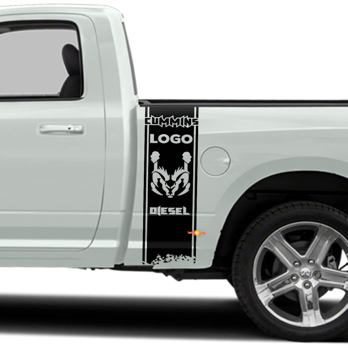 Cummins Hemi Diesel Stripes Bedside Vinyl Defcal Kit for Dodge Trucks