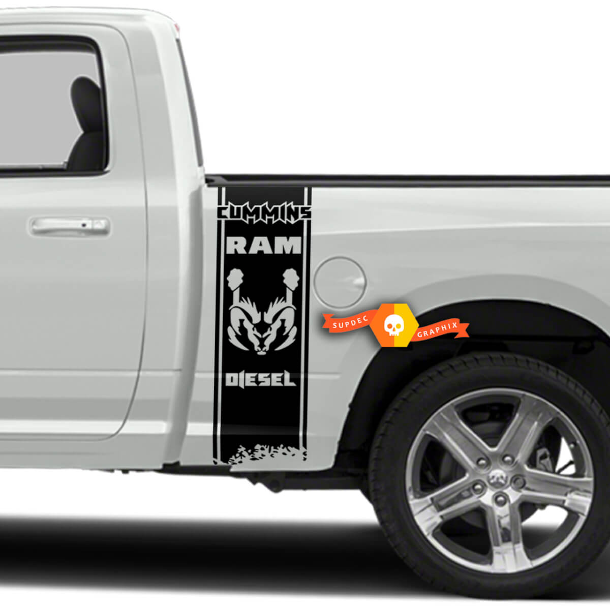 2x Bedside Cummins RAM Diesel decal stickers Dodge Diesel truck
