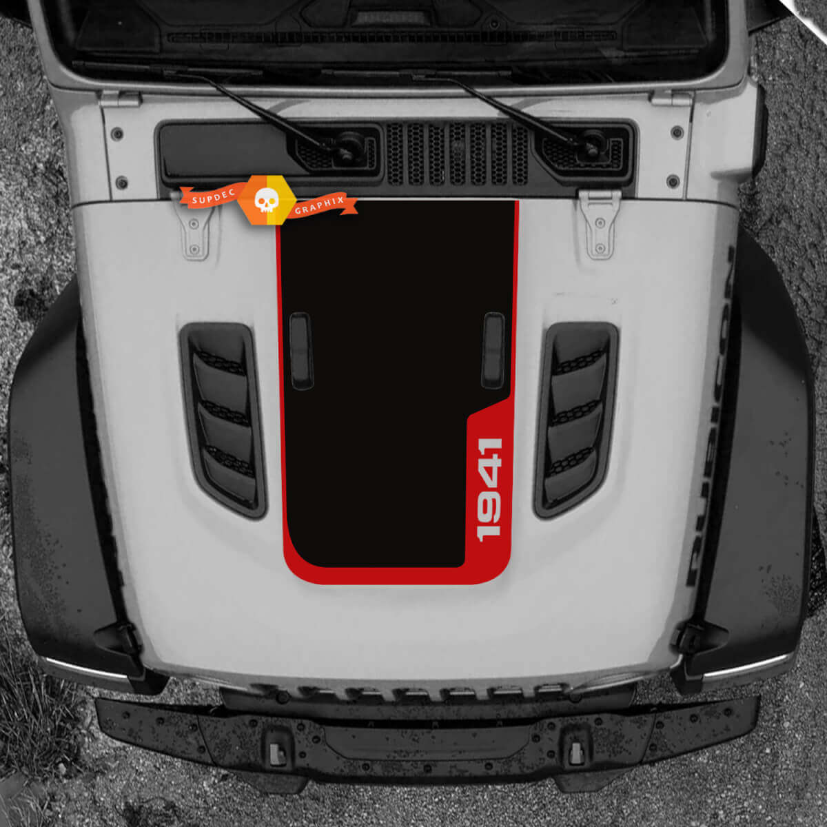 1941 Bonnet Vinyl Decal Sticker Graphics 2 for Jeep Wrangler Rubicon 2 Colours