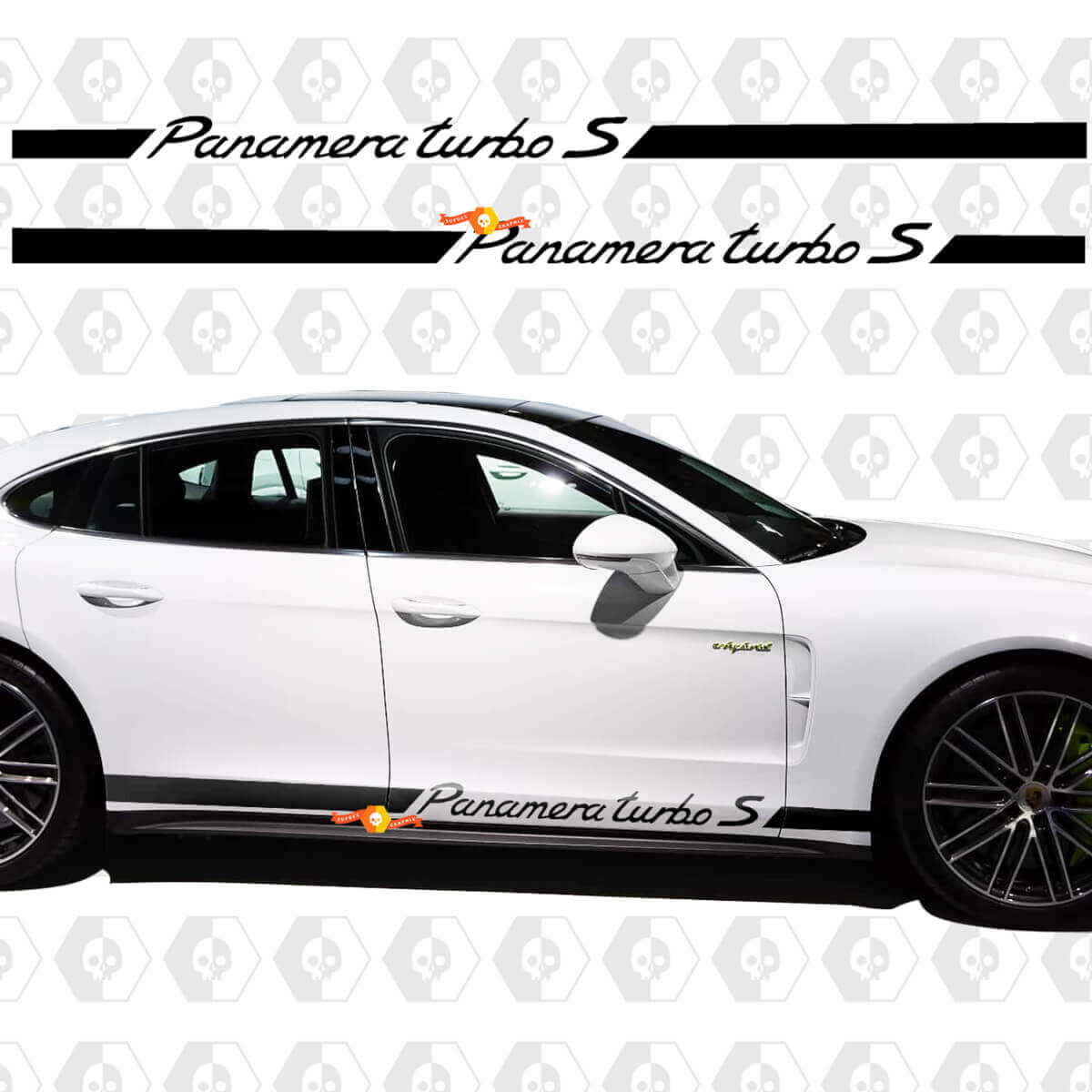 Porsche Panamera 4 E Hybrid Rocker Panel  Racing Side Stripes Decal Sticker
