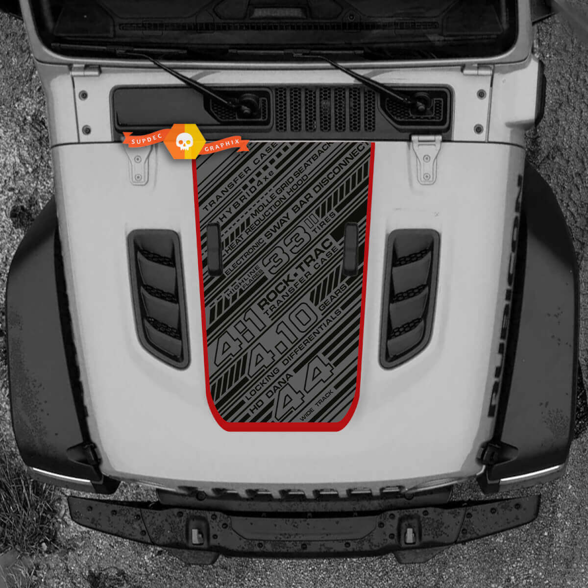 Hood Jeep RUBICON Wrangler JL Vinyl 2018 + Up Banner  Decal Sticker Graphics
