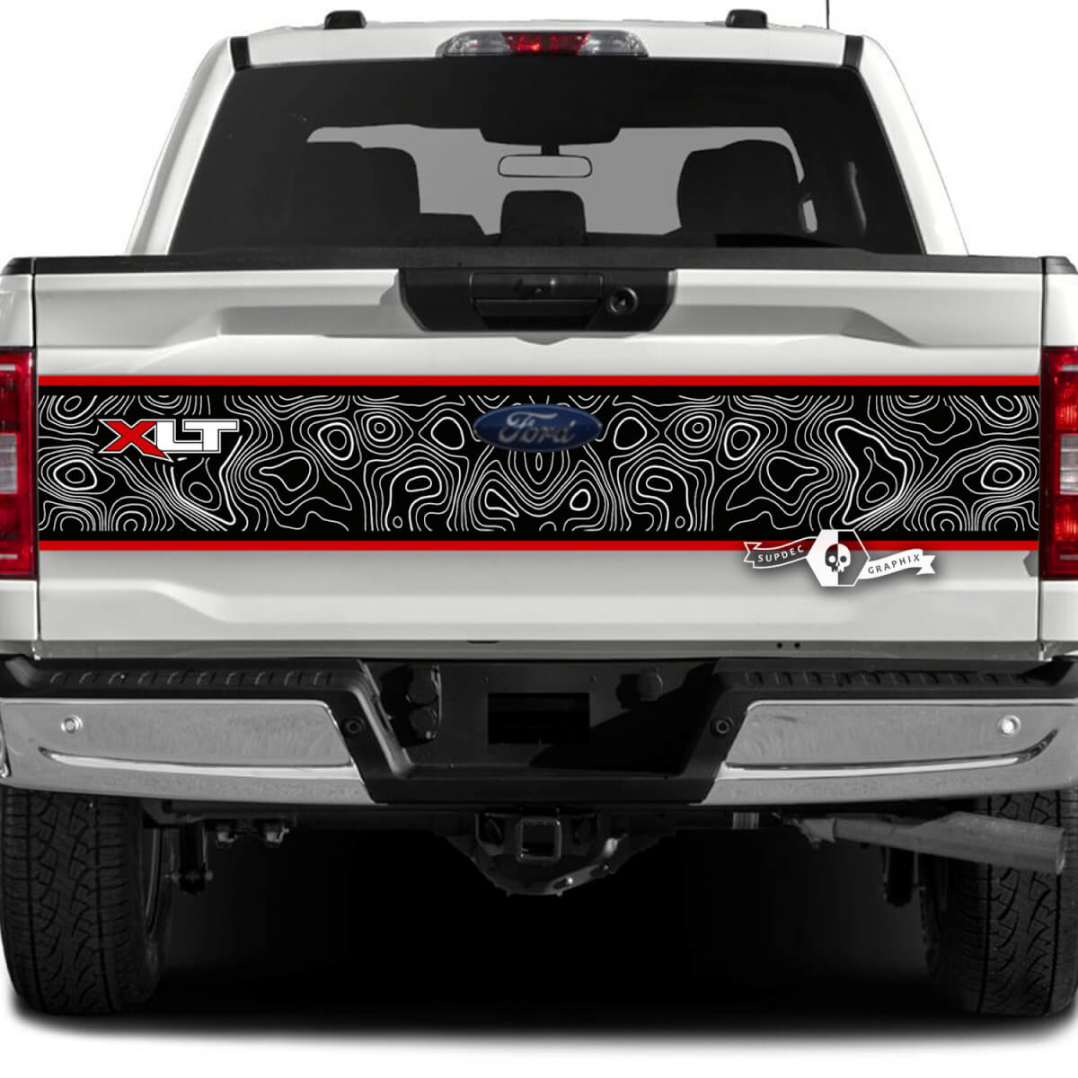 Ford F-150 XLT Tailgate Splash Topographic Map Graphics Side Decals Stickers 3 Colors
