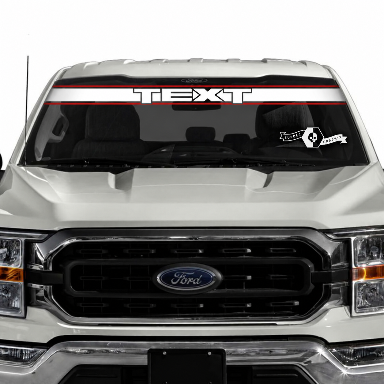 TEXT Red Edge Windshield Band Windshield Vinyl Decal Sticker for Ford F-150