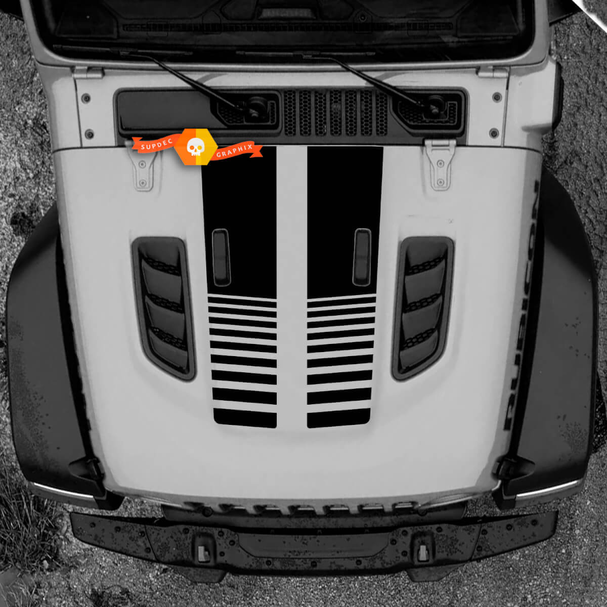 Hood Jeep RUBICON Wrangler JL Vinyl Banner Lines Decal Sticker Graphics
