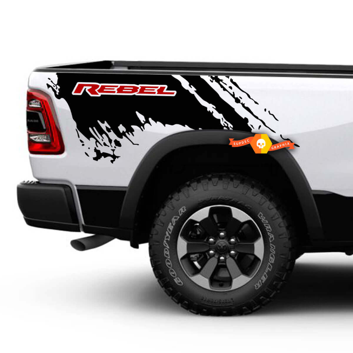 Mud Splash Style Bed Side Vinyl Decals Kit for Dodge Ram 1500 Rebel