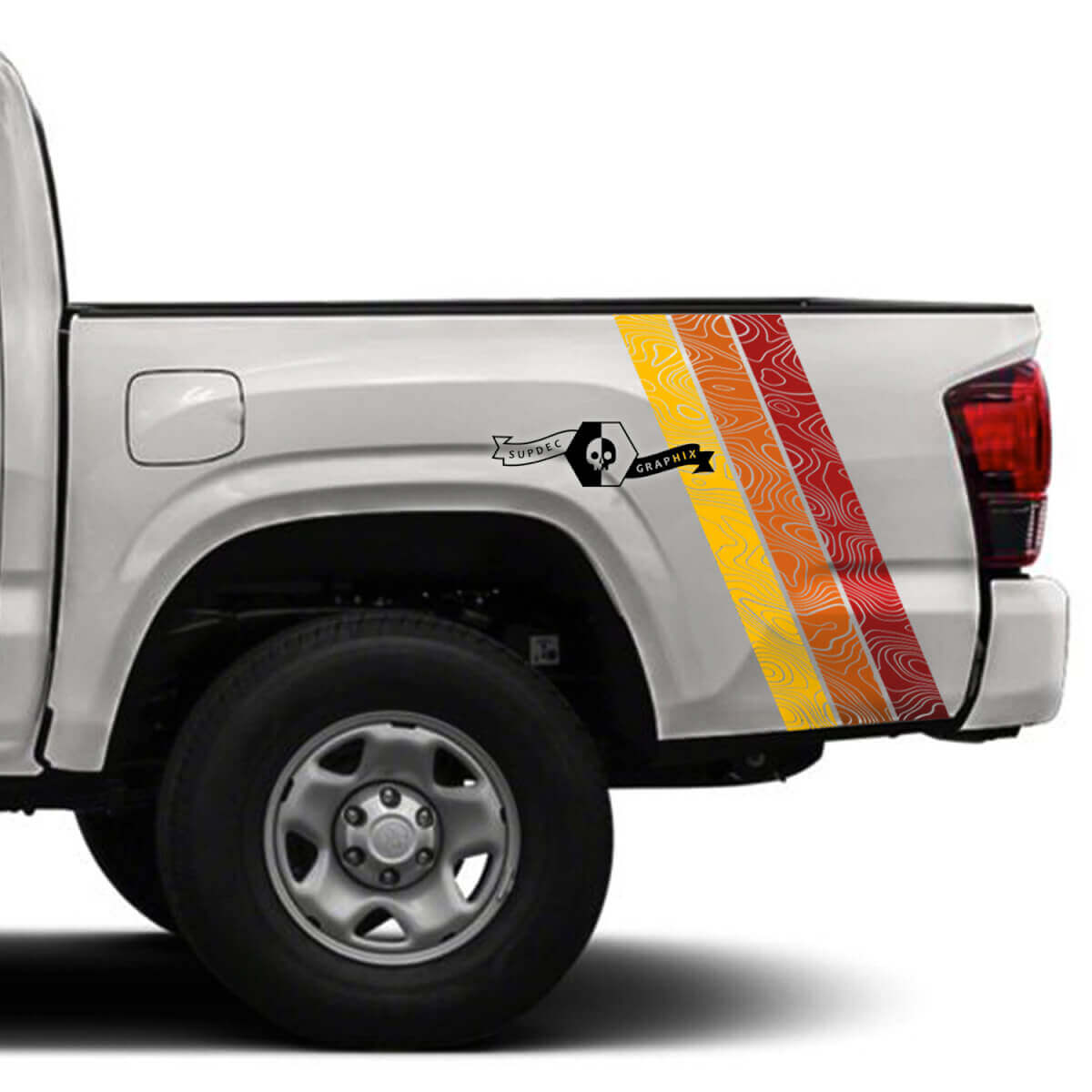 Topographic Style Vintage Stripes Bedside Vinyl Decal Sticker for Toyota Tacoma