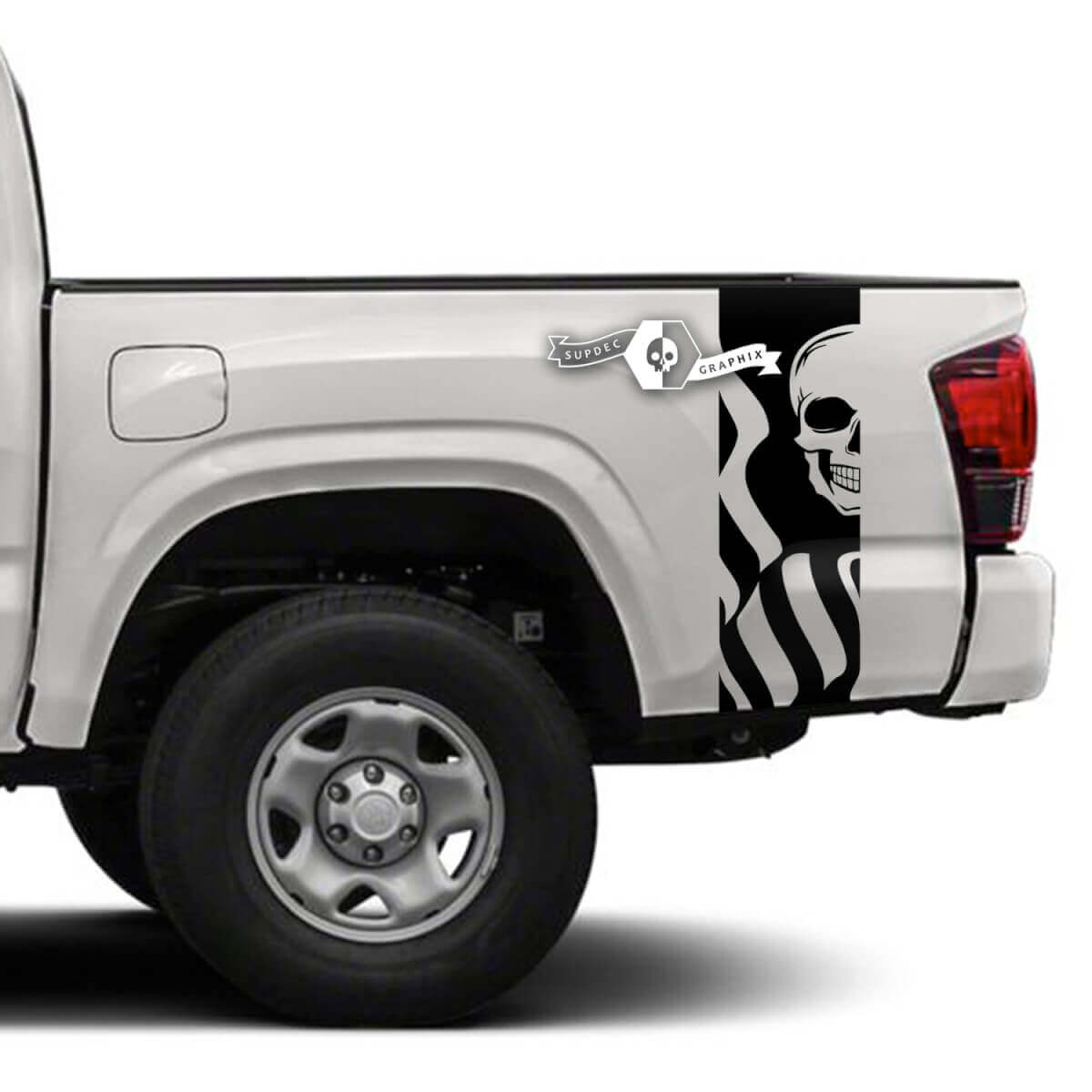 2x Toyota Tacoma SR5 Bed Side Skull Vinyl Decals Graphic Sticker
