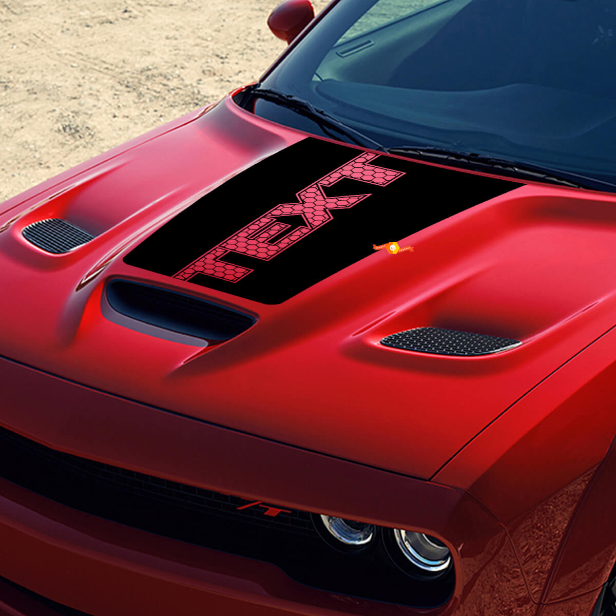 Custom Text Honeycomb Style Hood Vinyl Decal for Dodge Challenger