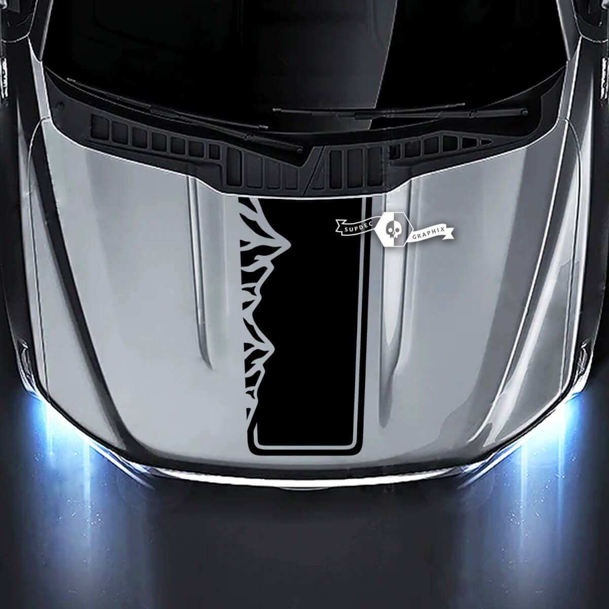 Mountain Style Outline Stripe Hood Vinyl Decal Sticker for Musclecar truck 2015-2020