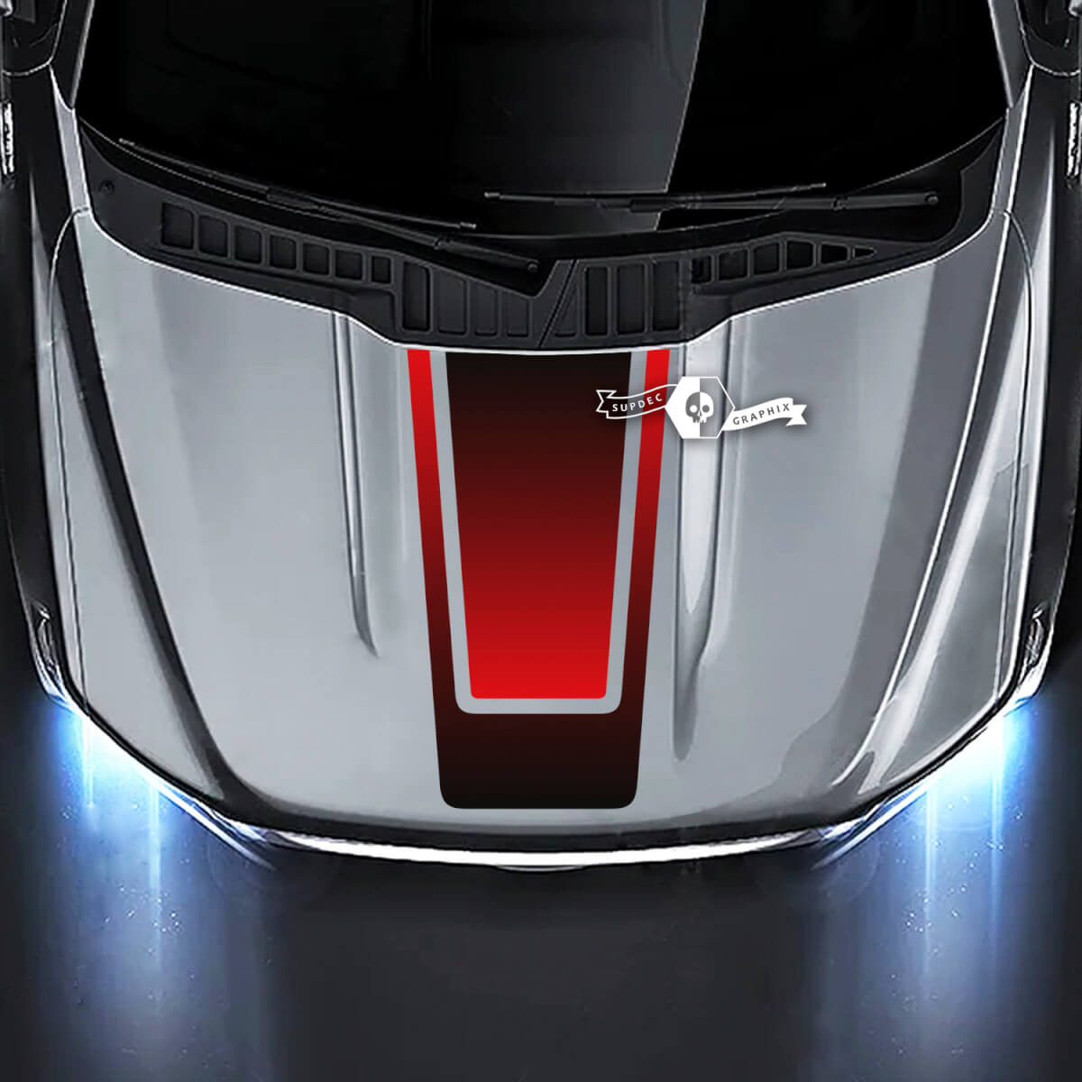 Gradient Style Outline Stripe Hood Vinyl Decal Sticker for Musclecar truck 2015-2020