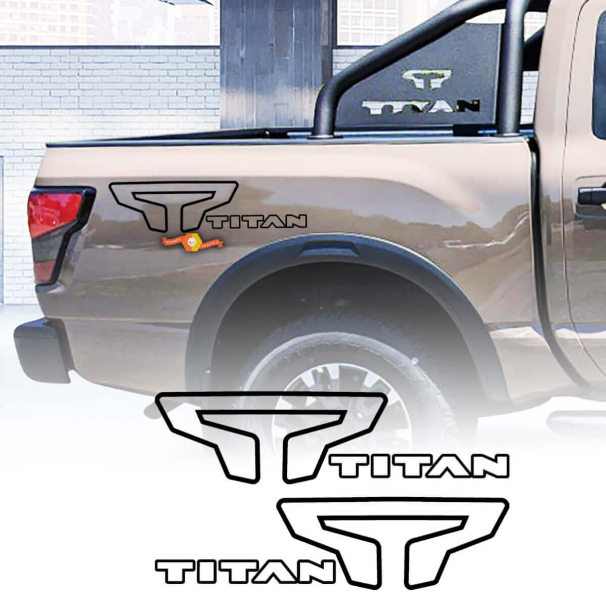 2 Decal sticker kit For Nissan TITAN Stripe WRAP Bed Decal Sticker Graphic Side Stripe

