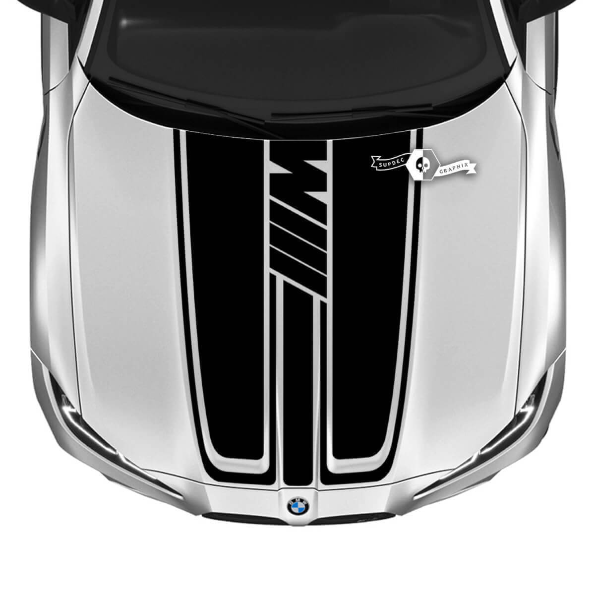 M-Style Hood Stripe Decal with M Logo for BMW M3 M4 G80 G82 G83