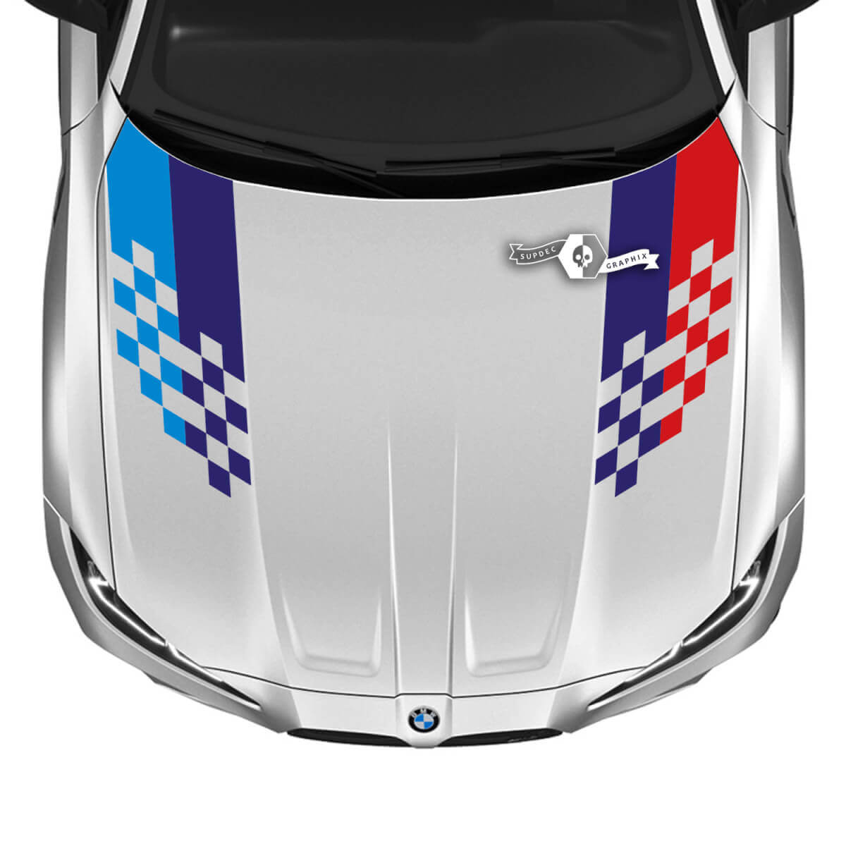 2021+ BMW M4 M3 G80 G82 G83 M Performance Hood M Color Checkerboard Flag Vinyl Decal Sticker

