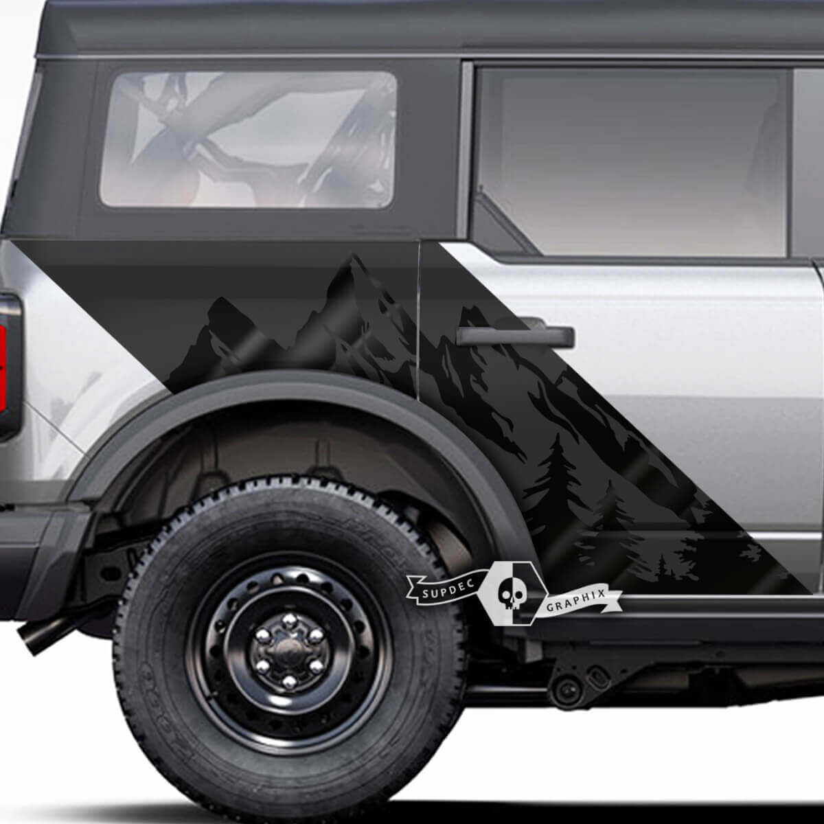 Pair of Style Doors Side Mountains Decals Stickers Forest for Ford Bronco 2 Colors
