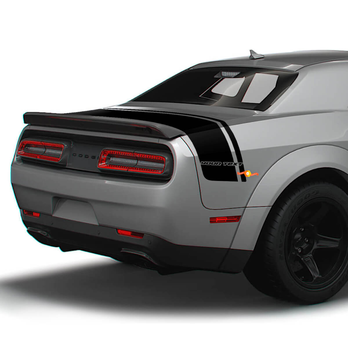 Custom Text Rear Trunk Dual Stripes Vinyl Decals for Dodge Challenger