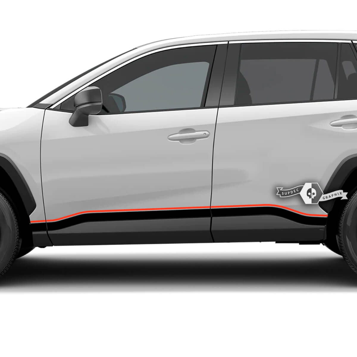Dual Curved Stripes Rocker Panel Vinyl Decal Sticker for Toyota RAV4 2019-2026