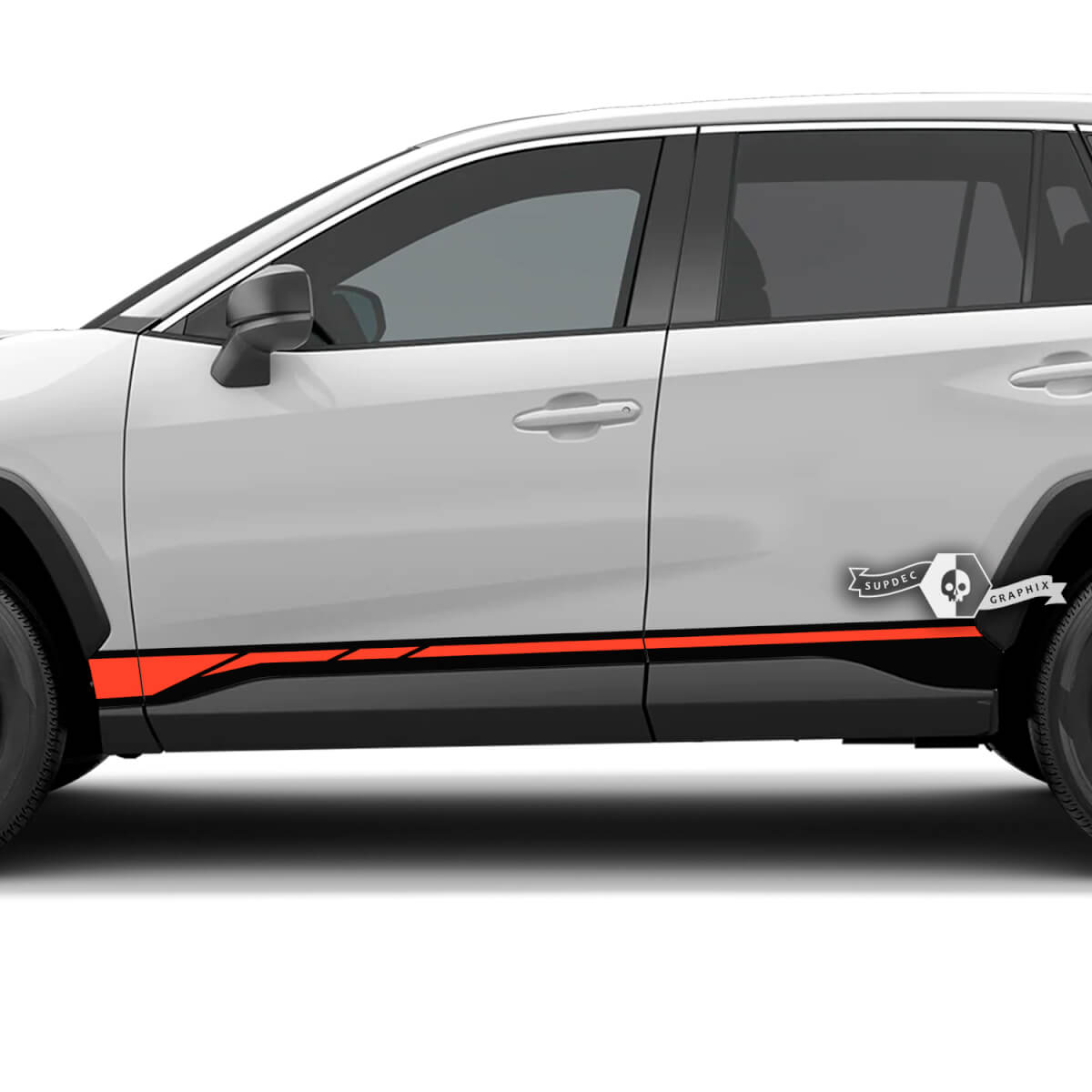 Racing Style Stripes Rocker Panel Vinyl Decal Sticker for Toyota RAV4 2019-2026
