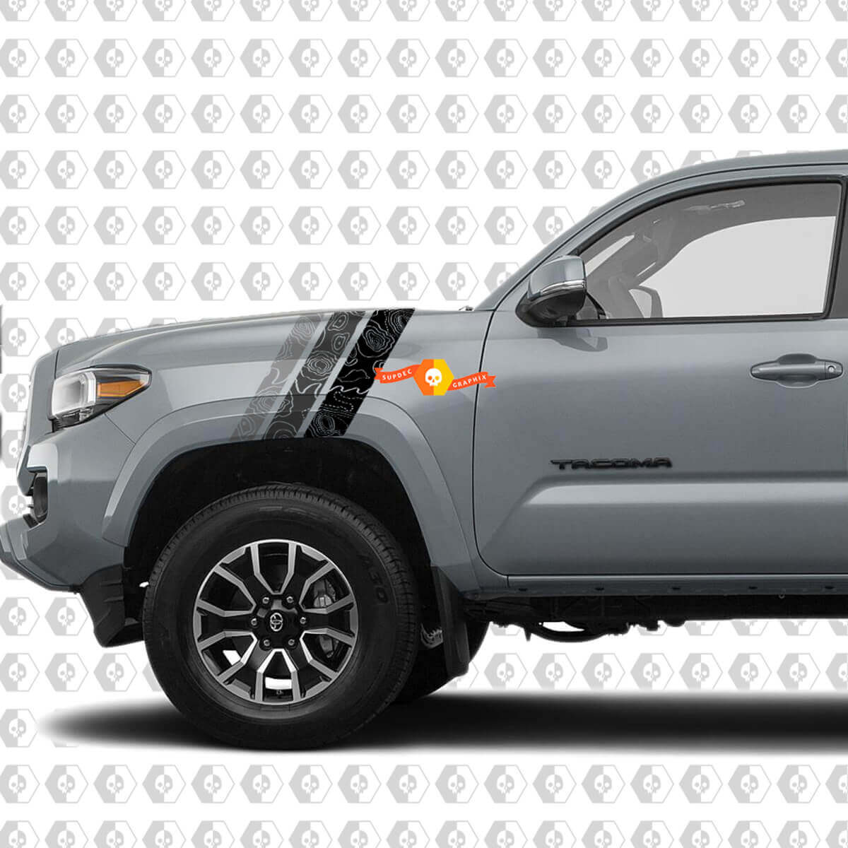 Topographic Front Fender Stripe Vinyl Decal Kit for Toyota Tacoma 2016-2024