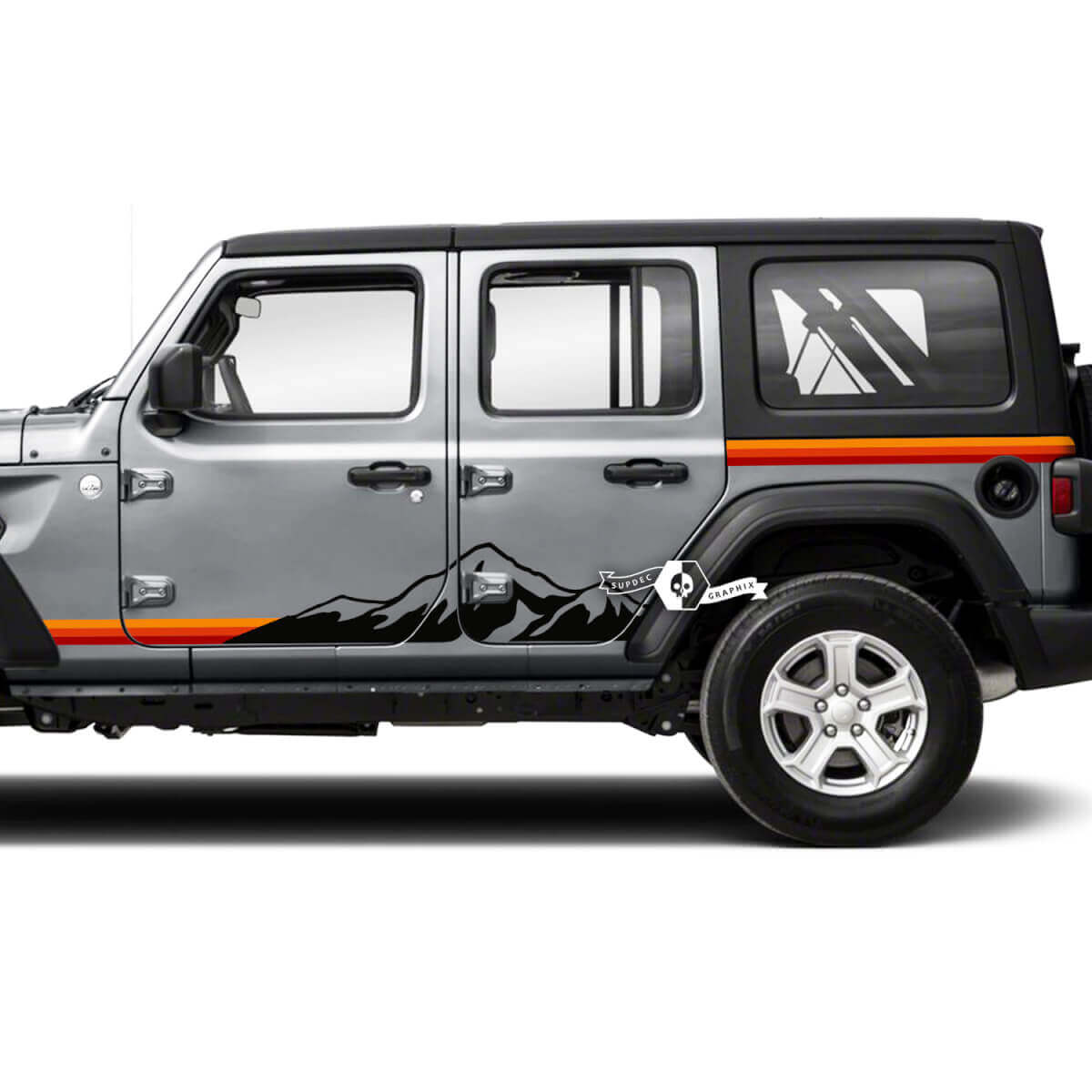  Vintage Mountain Side Stripes Vinyl Decal Kit for Jeep Wrangler Unlimited