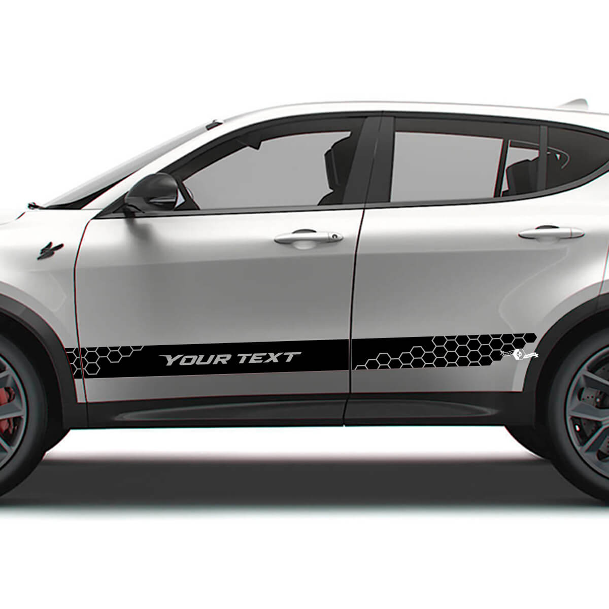 Custom Text Honeycomb Style Side Stripes Vinyl Decals Kit for Dodge Hornet