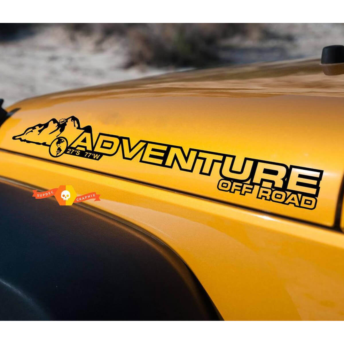 Adventure Off Road Hood Vinyl Decal Pair for Jeep Wrangler 