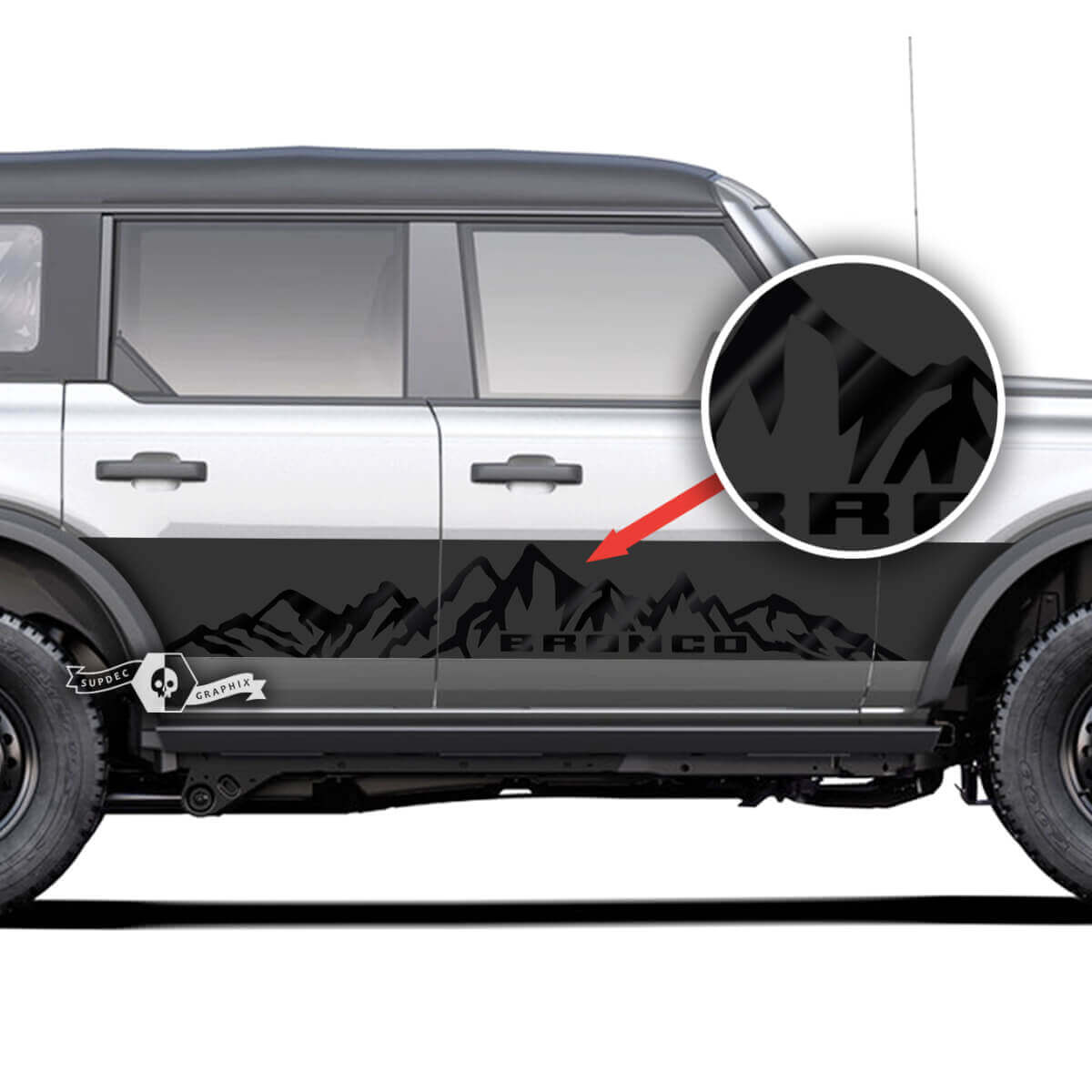 Mountains Style Stripes Rocker Panel Side Vinyl Decal Kit for Musclecar horse