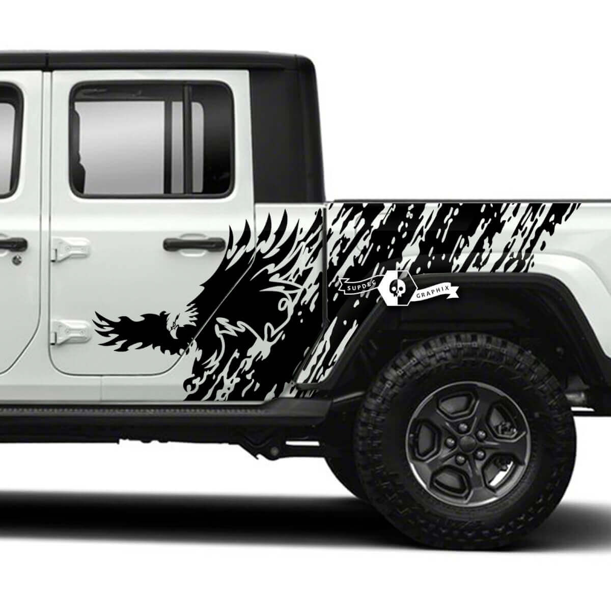 Bald Eagle Splash Bed Side Door Vinyl Decals for Jeep Gladiator