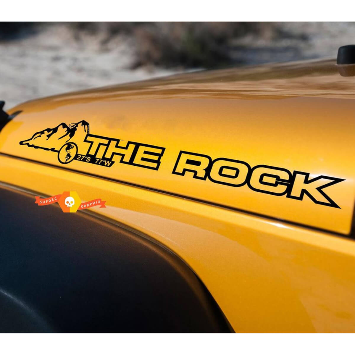 The Rock Hood Vinyl Sticker Decal Pair for Jeep Wrangler Rubicon Sahara JK CJ TJ YJ