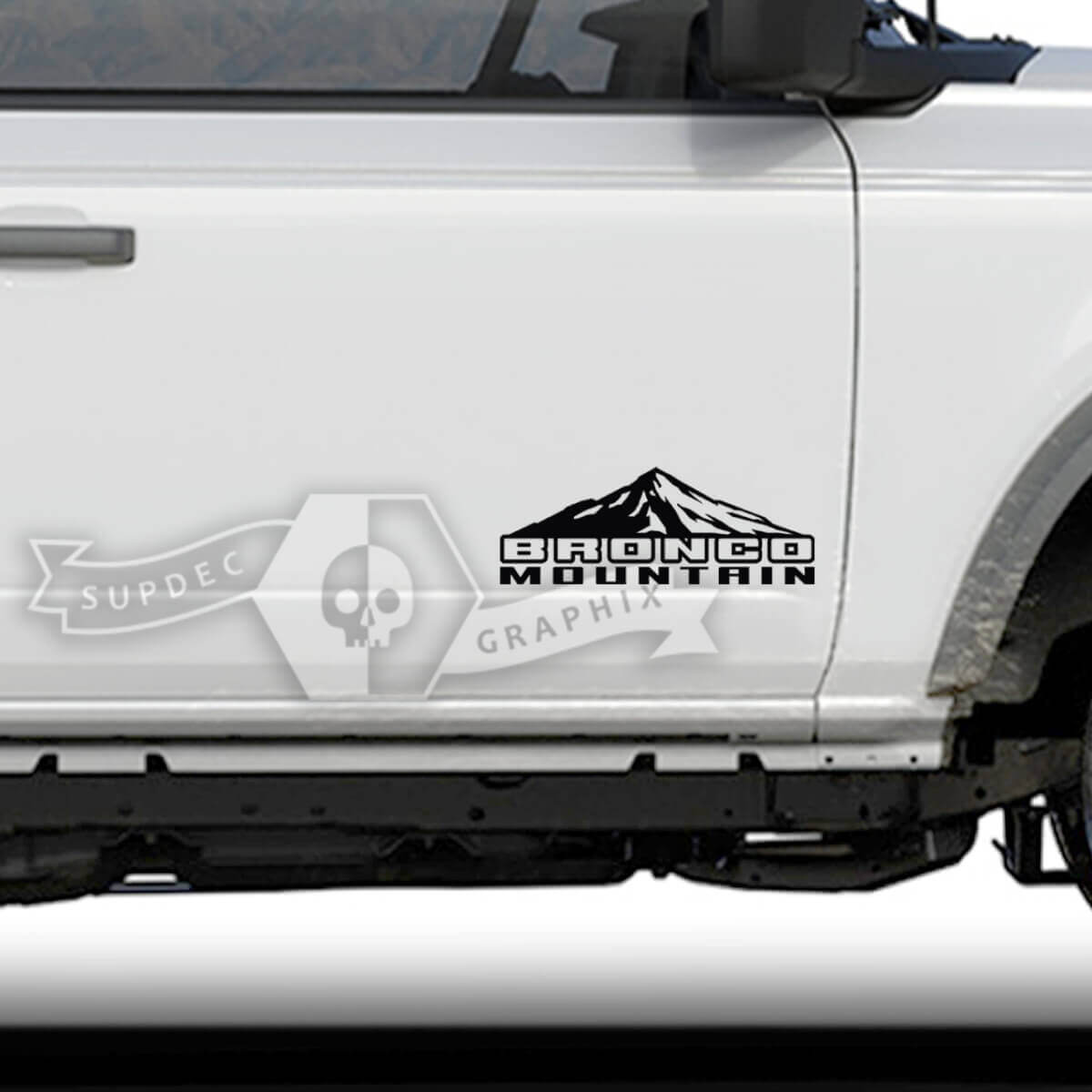 Pair Ford Bronco Doors Mountains Side Vinyl Decal Sticker Graphics
