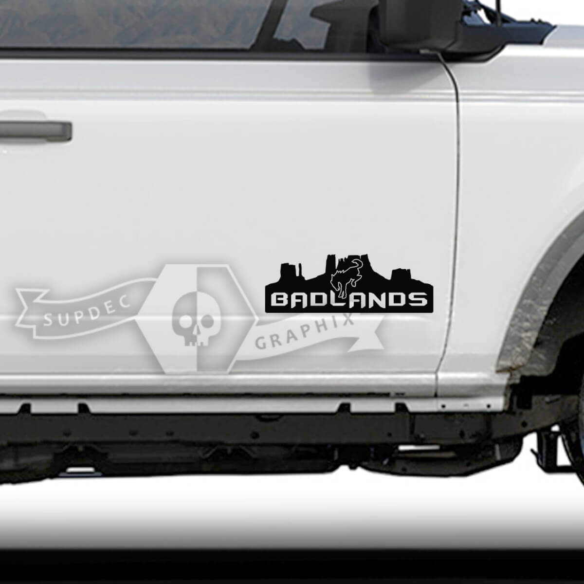 Badlands Valley Silhouette Side Door Vinyl Decal Sticker for Musclecar horse