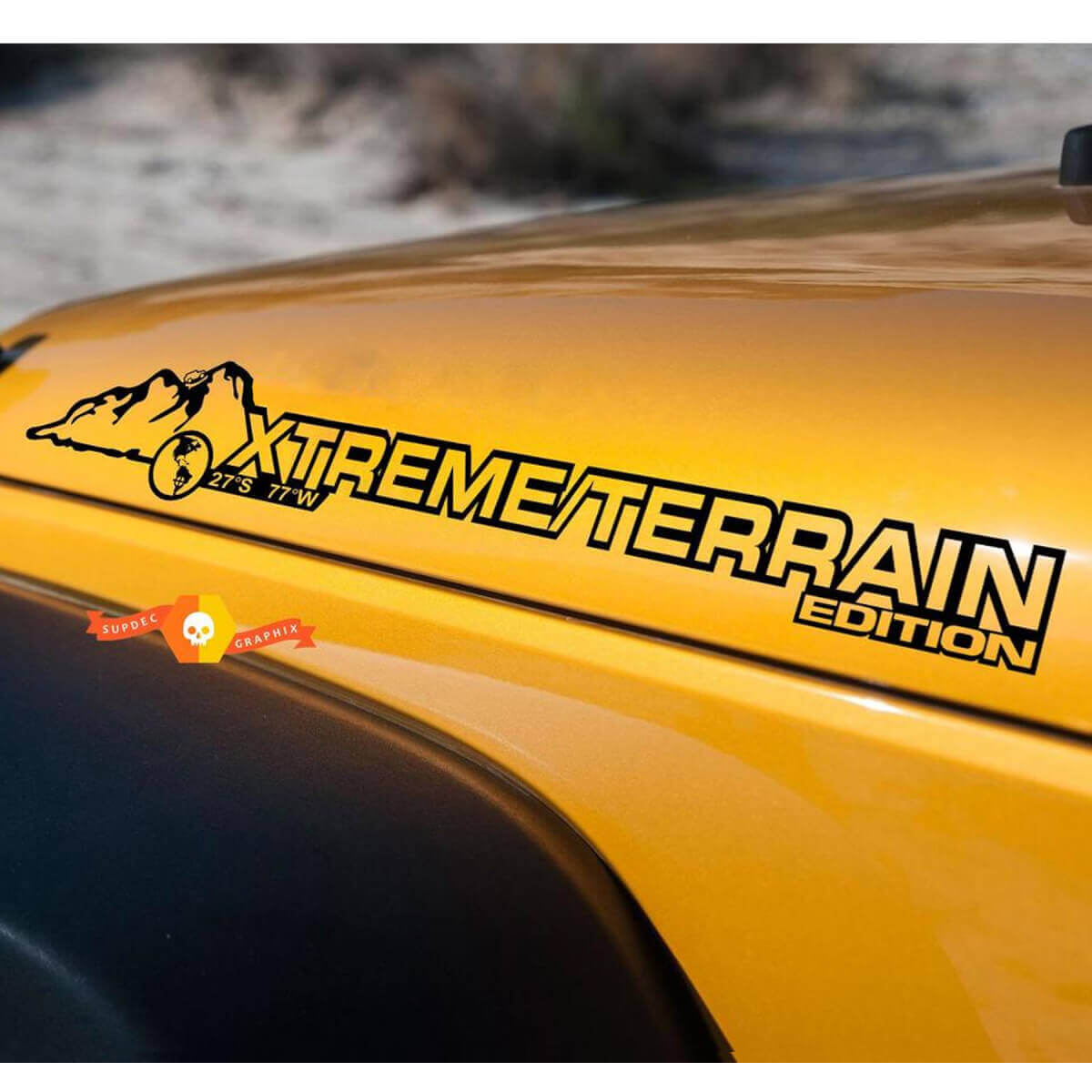 Xtream Terrain Hood Side Vinyl Decal Pair for Jeep Wrangler Rubicon Sahara