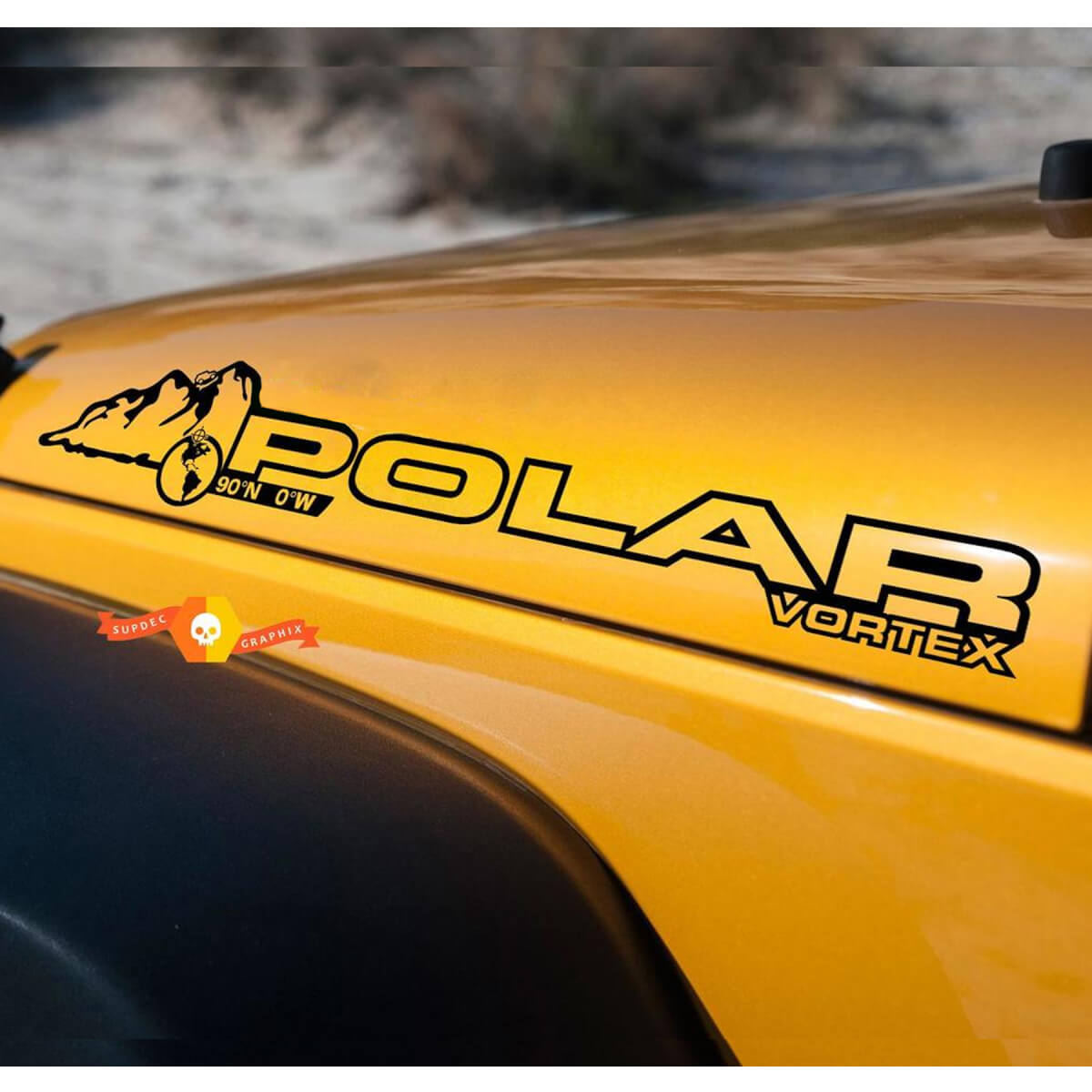 Polar Vortex Bonnet Vinyl Sticker Decal Pair for Jeep Wrangler Rubicon Sahara JK CJ TJ YJ