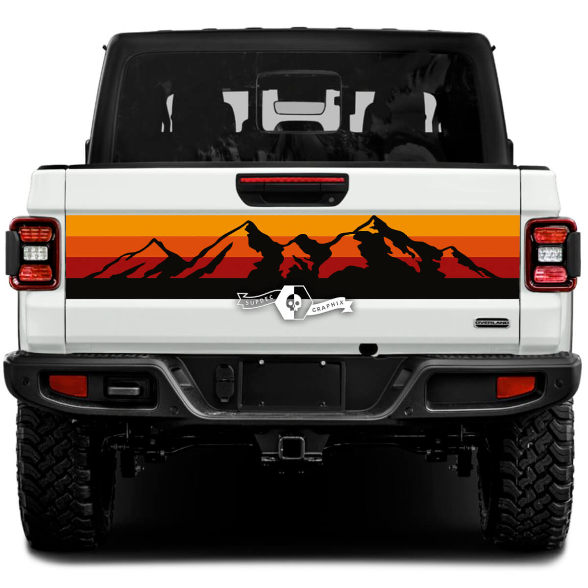 Jeep Gladiator Wrap Mountains Vintage Classic Colors  Stickers Decals Vinyl Graphics Tailgate Bed Vinyl Stickers Decals SunSet 4 Colors
