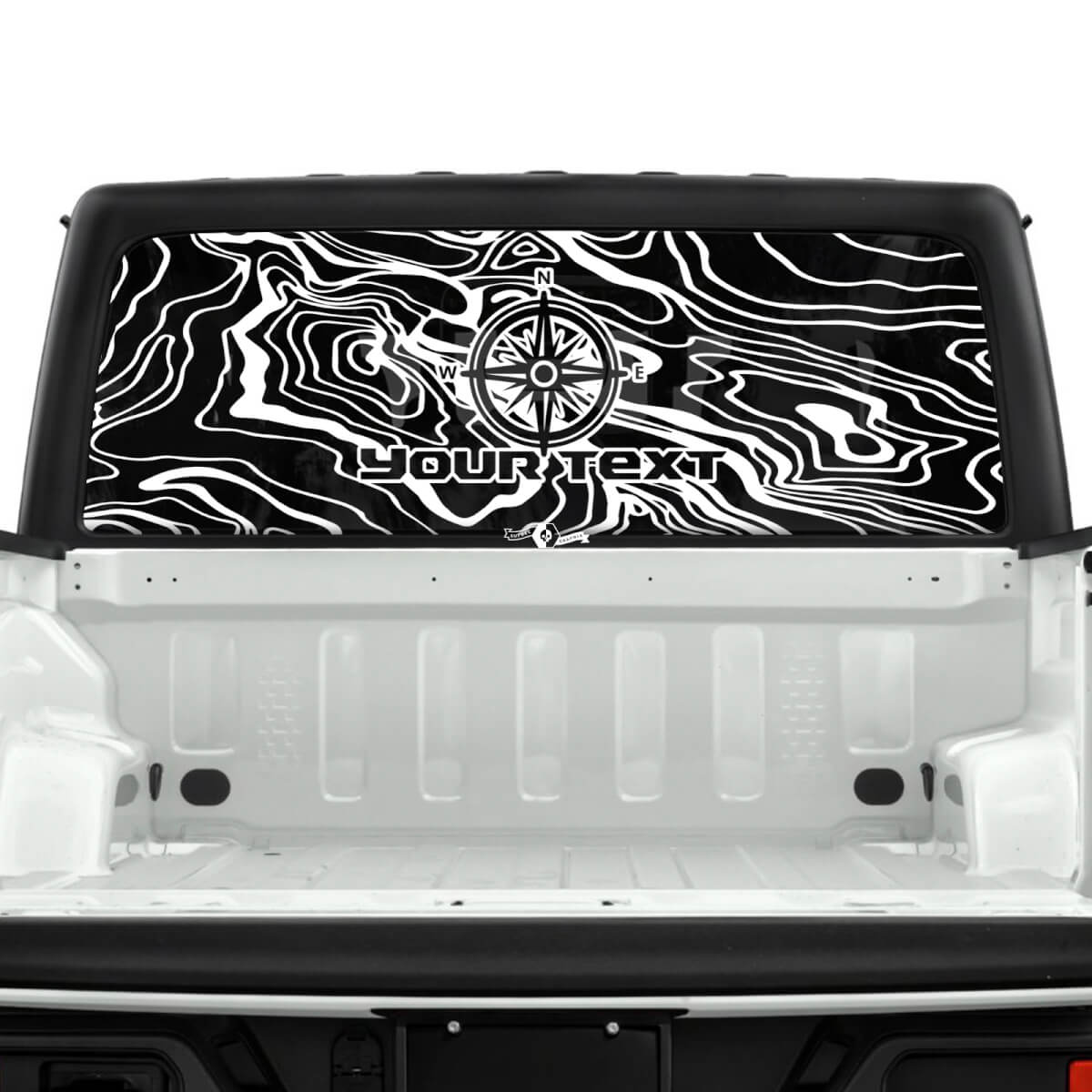 Jeep Gladiator Rear Window Compass Topographic Map Topo Forest Stickers Decals Vinyl Graphics Stripe
