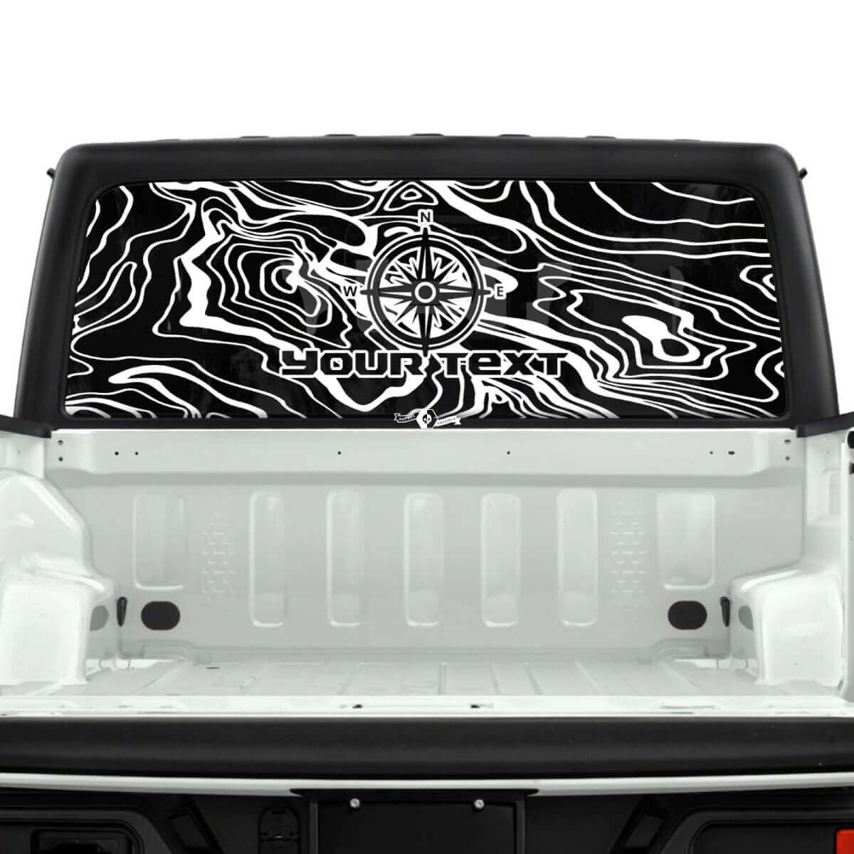 Jeep Gladiator Rear Window Compass Topographic Map Topo Forest Stickers Decals Vinyl Graphics Stripe
