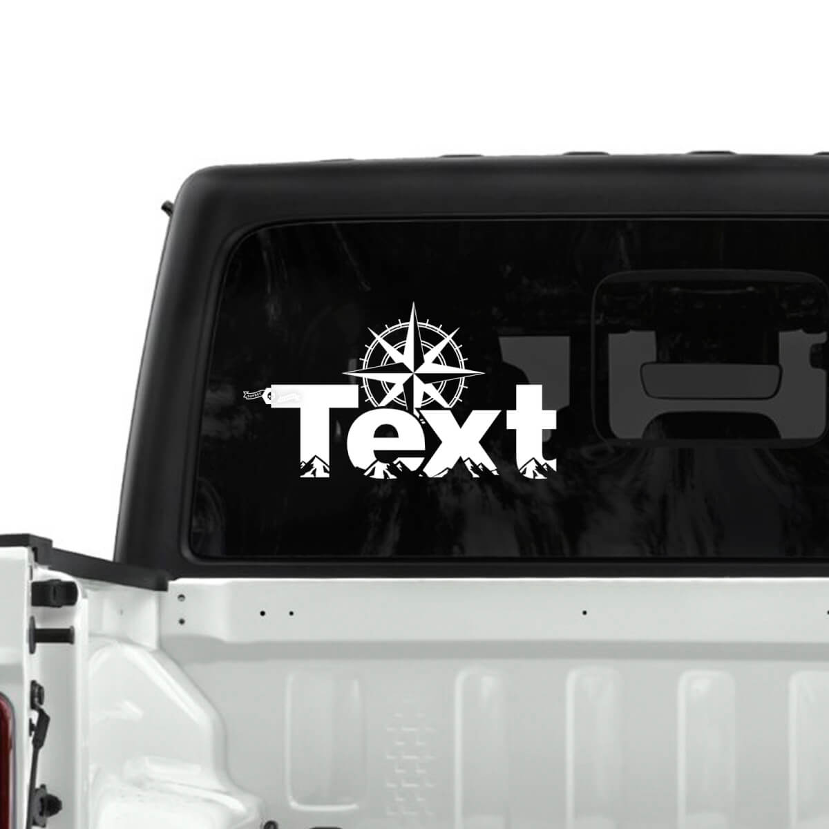 Jeep Gladiator Rear Window Forest Mountains Compass Stickers Decals Vinyl Graphics
